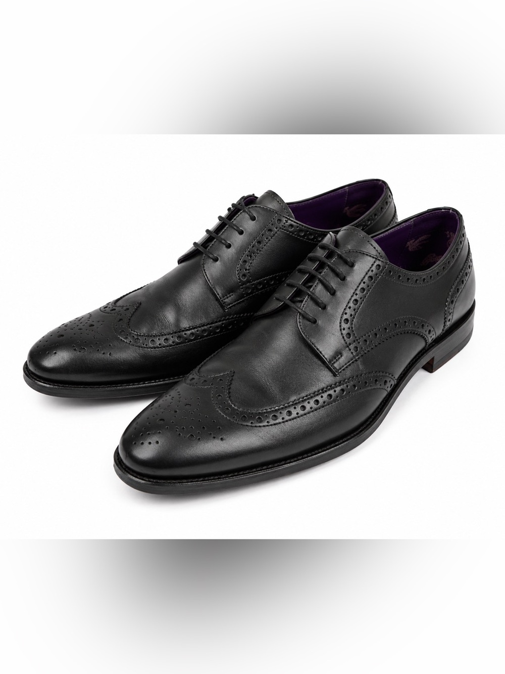 Ted Baker London Mens Black Leather Wingtip Oxford Dress Shoes Brogue US 9 EU 42